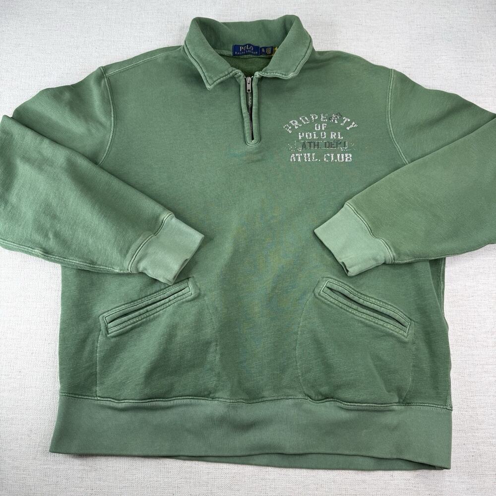 Ralph Lauren Sweater Mens Size XL Green 1/4 Zip Pullover Sweatshirt Top
